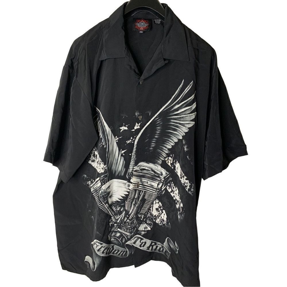 Dragonfly Roadhouse button front shirt eagle freedom to ride men's size XXL